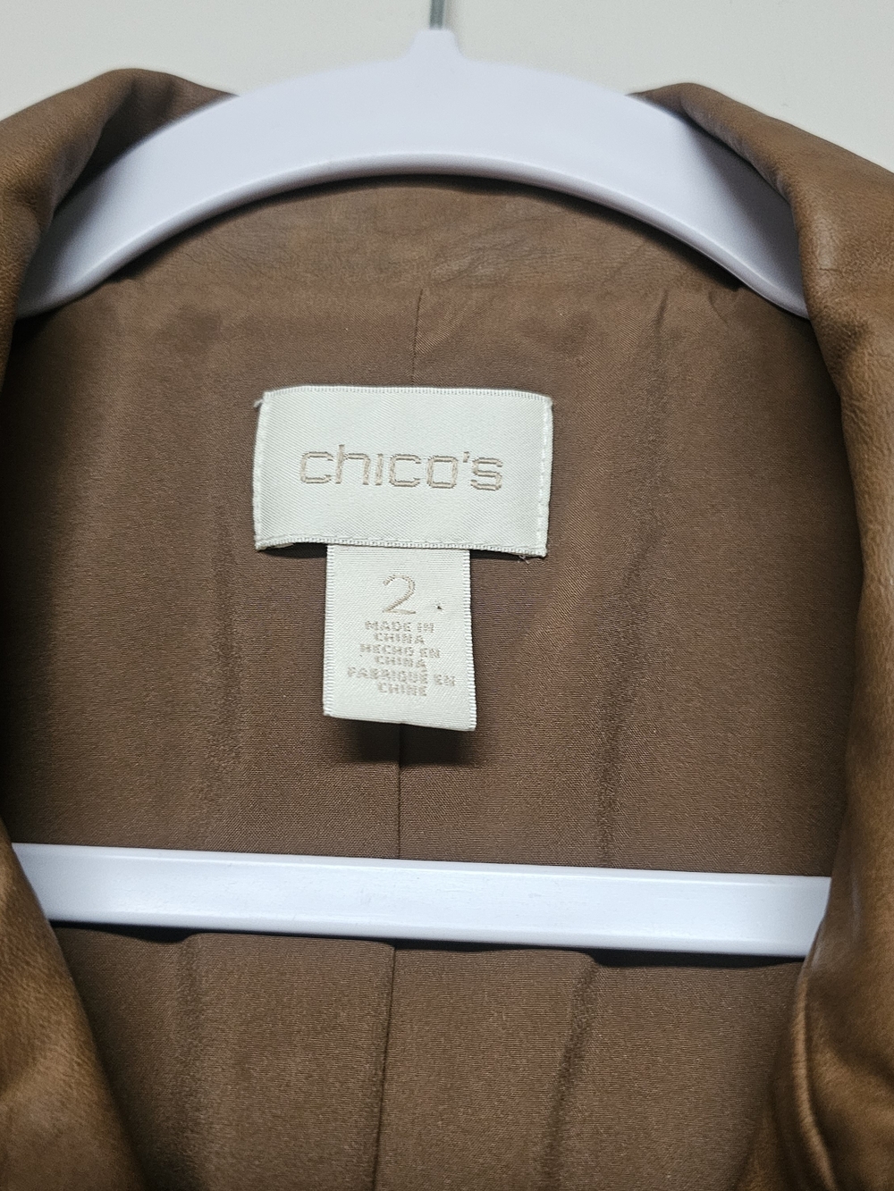 Chico's Brown Faux-Leather Moto Jacket Jacquard Paisley Size Large Artsy Western - Picture 5 of 11